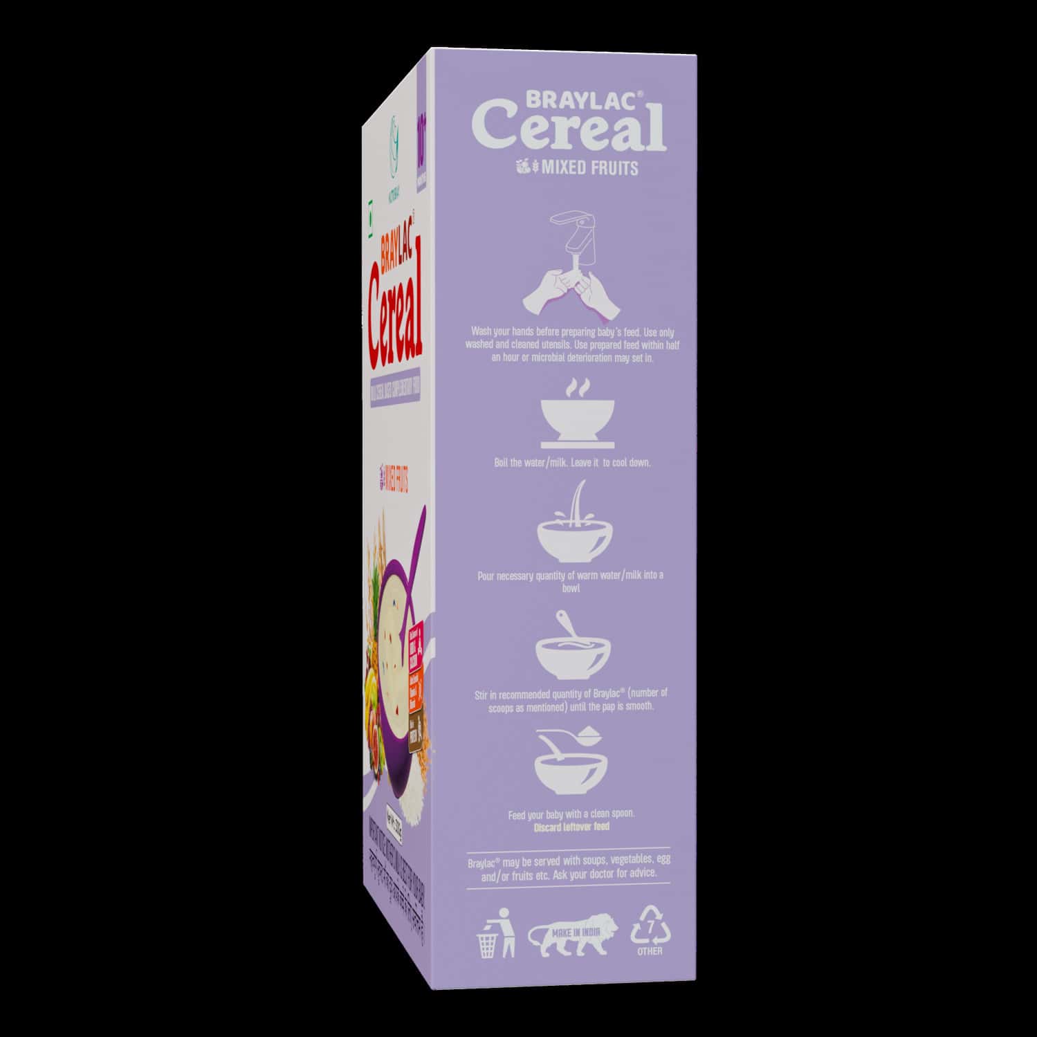 Braylac Cereal Mixed Fruit | 300 Gm |for 10 To 24 Months Baby | Bag In Box
