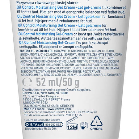 Cerave Oil Control Gel-Cream | Lightweight Moisturizer | For Oily Skin | 52Ml