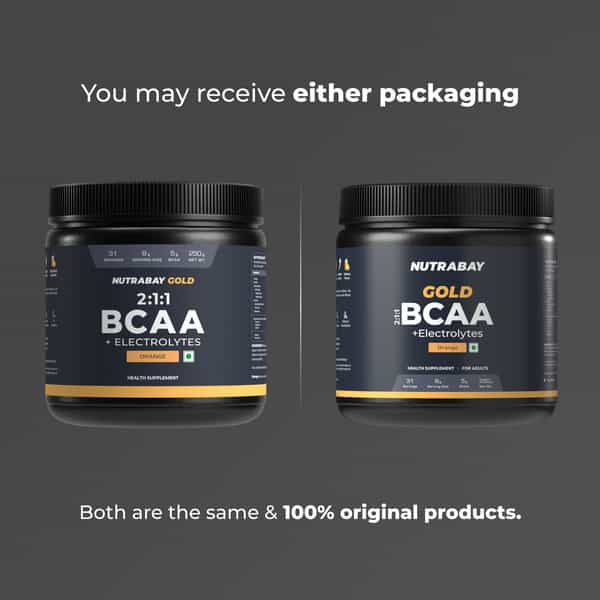 Nutrabay Gold Bcaa 2:1:1 With Electrolytes|5G Bcaa | Pre/Post Workout Energy Drink|250G | Orange