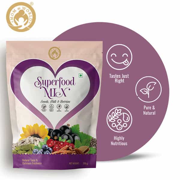 Mom & World Superfood Mix Seeds Nuts & Berries Natural Taste & Optimum Freshness 200 G (Pack Of 2)