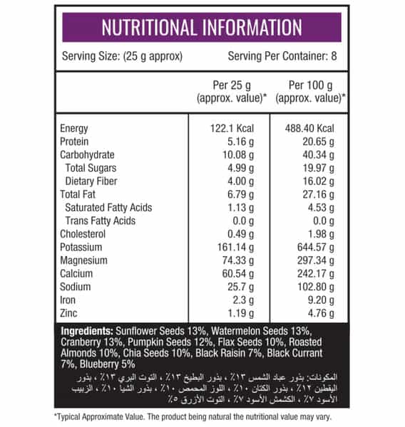 Mom & World Superfood Mix Seeds Nuts & Berries Natural Taste & Optimum Freshness 200 G (Pack Of 2)