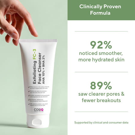 Cos-Iq Exfoliating Face Wash Fc-3 Aha Glycolic Acid & Bha Salicylic Acid 2%Ww | Men & Women 100 Ml