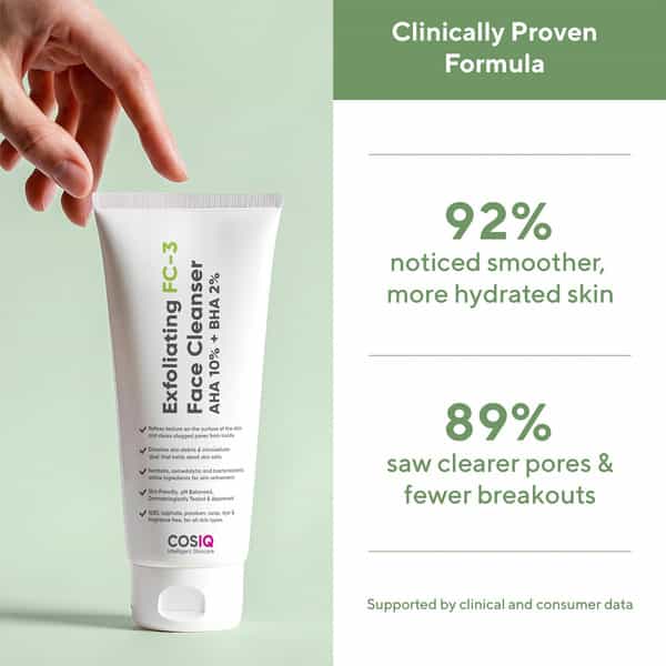 Cos-Iq Exfoliating Face Wash Fc-3 Aha Glycolic Acid & Bha Salicylic Acid 2%Ww | Men & Women 100 Ml