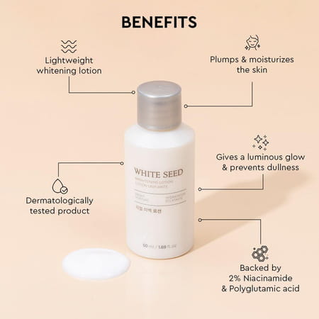 The Face Shop White Seed Brightening Lotion - Korean | Niacinamide | Even Skin Tone - 50ml
