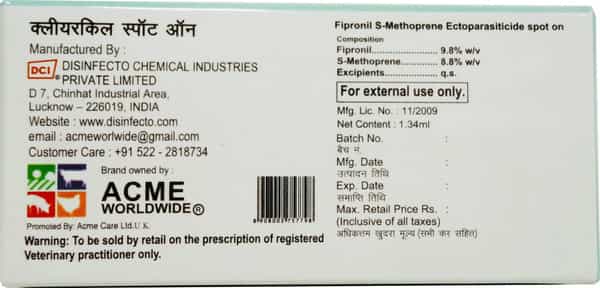 Clearkill Spot On Anti Tick & Flea For Dogs - 1.34 Ml (10 -20 Kg)