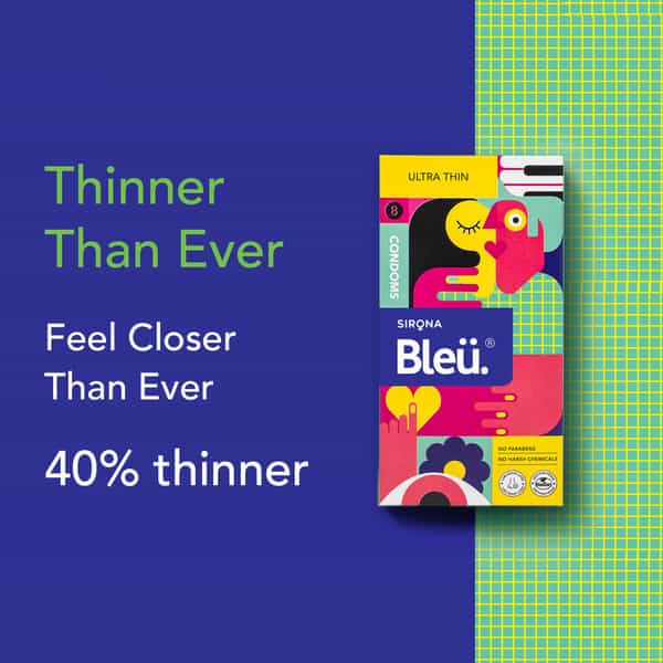 Bleu Super Ultra Thin Condoms For Men | Vegan Highest Grade Natural Latex For Sensitive Skin|8 Count