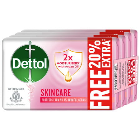 Dettol Skincare Moisturizing Beauty Bathing Soap Bar 125gm Pack Of 4