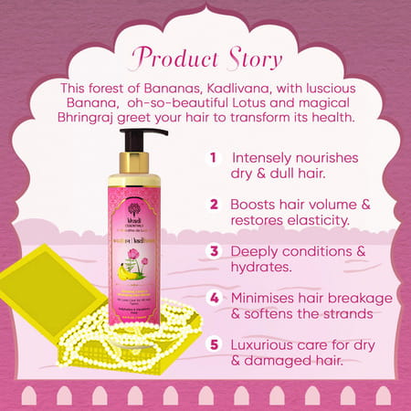 Khadi Essentials Banana Bhringraj Hair Shampoo With Lotus Aloe Vera For Damaged Frizzy Hair -200 Ml