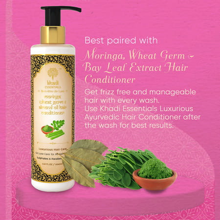 Khadi Essentials Banana Bhringraj Hair Shampoo With Lotus Aloe Vera For Damaged Frizzy Hair -200 Ml