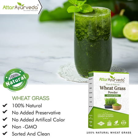 Attar Ayurveda 100% Natural Wheat Grass Powder (100 Gram)