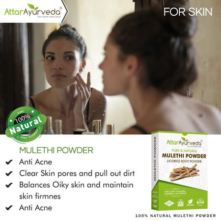 Attar Ayurveda Pure & Natural Mulethi Powder For Skin Whitening (200gm)