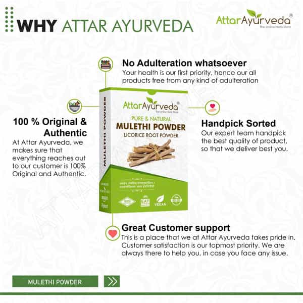 Attar Ayurveda Pure & Natural Mulethi Powder For Skin Whitening (200Gm)