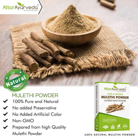 Attar Ayurveda Pure & Natural Mulethi Powder For Skin Whitening (200gm)