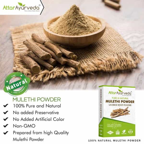 Attar Ayurveda Pure & Natural Mulethi Powder For Skin Whitening (200Gm)