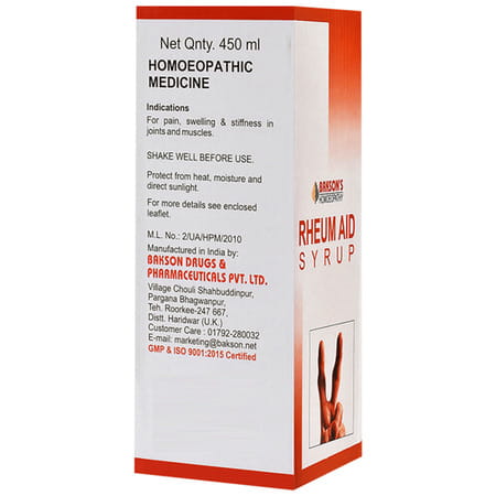 Baksons Homoeopathy Rheum Aid Syrup Homeopathic Medicine 450 Ml