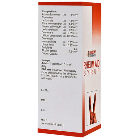 Baksons Homoeopathy Rheum Aid Syrup Homeopathic Medicine 450 Ml
