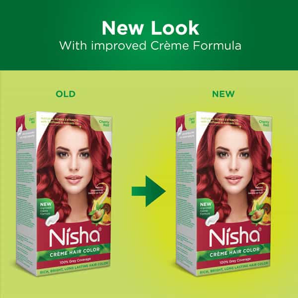 Nisha Creme Hair Color Cherry Red (60Gm+60Ml+18Ml) Ammonia Free Permanent Hair Colour