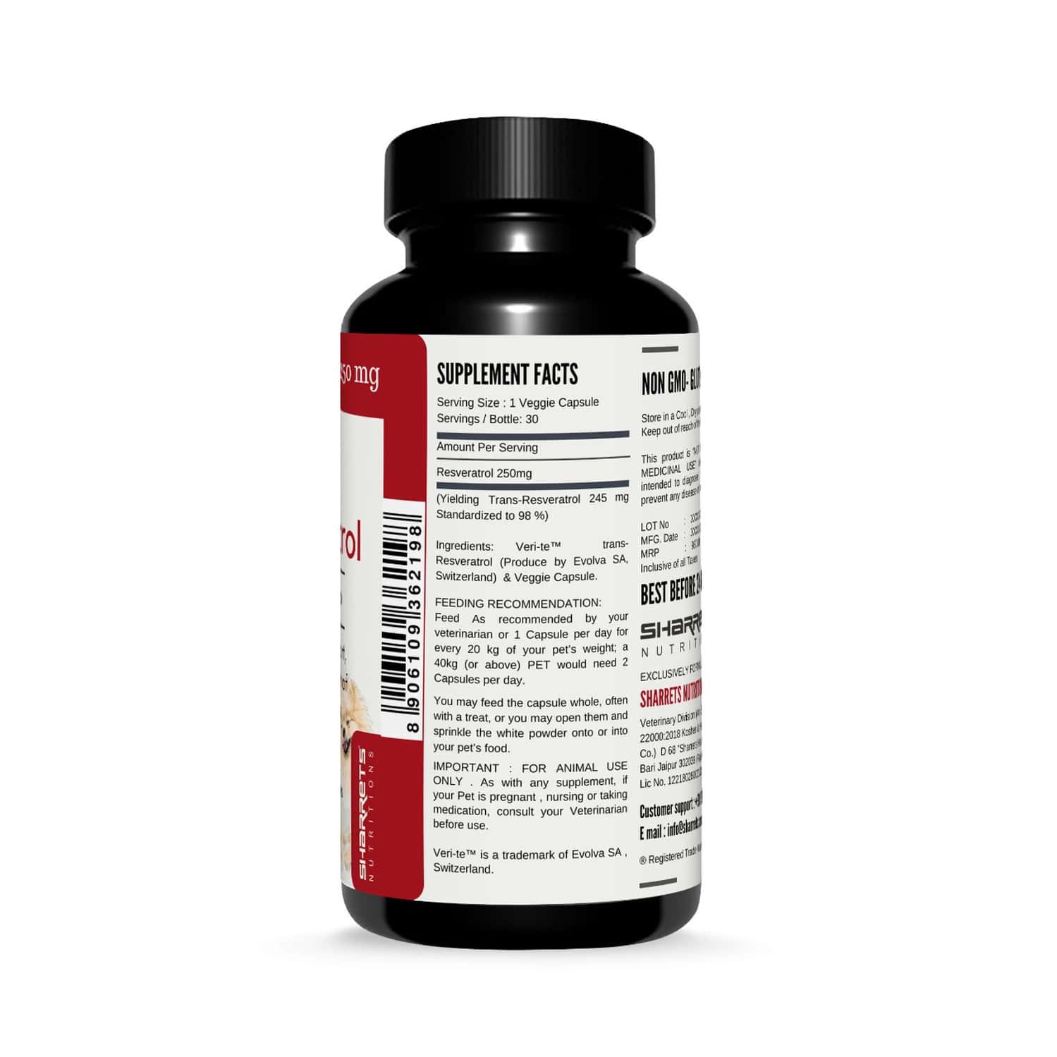 Buy SHARRETS TRANS RESVERATROL SUPPLEMENT FOR DOGS CATS 250MG, PRODUCE