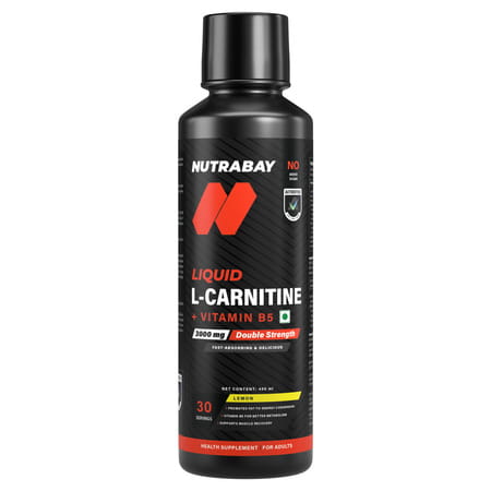 Nutrabay Pro Liquid L-Carnitine With Vitamin B5-450 Ml Lemon | 30 Servings | 3000mg