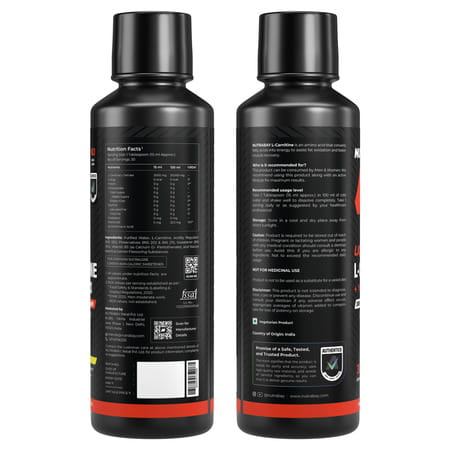 Nutrabay Pro Liquid L-Carnitine With Vitamin B5-450 Ml Lemon | 30 Servings | 3000Mg