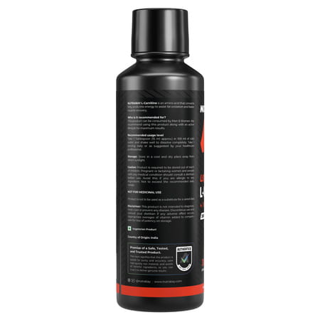 Nutrabay Pro Liquid L-Carnitine With Vitamin B5-450 Ml Lemon | 30 Servings | 3000Mg