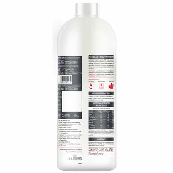 Muscleblaze Liquid L - Carnitine Pro (Key Lime | 450Ml) | 3300Mg L - Carnitine |Triple Strength