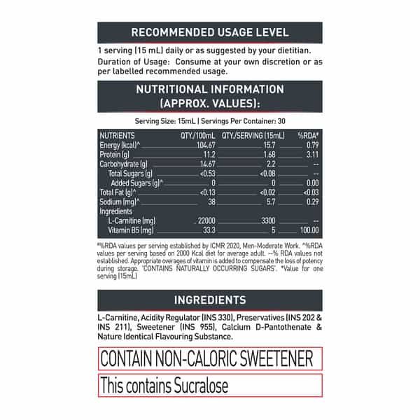 Muscleblaze Liquid L - Carnitine Pro (Key Lime | 450Ml) | 3300Mg L - Carnitine |Triple Strength