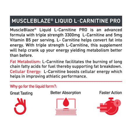 Muscleblaze Liquid L - Carnitine Pro (Key Lime | 450Ml) | 3300Mg L - Carnitine |Triple Strength