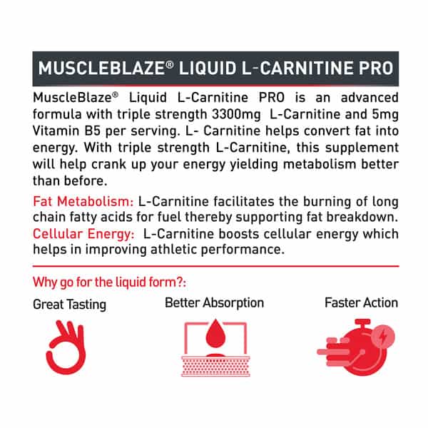 Muscleblaze Liquid L - Carnitine Pro (Key Lime | 450Ml) | 3300Mg L - Carnitine |Triple Strength