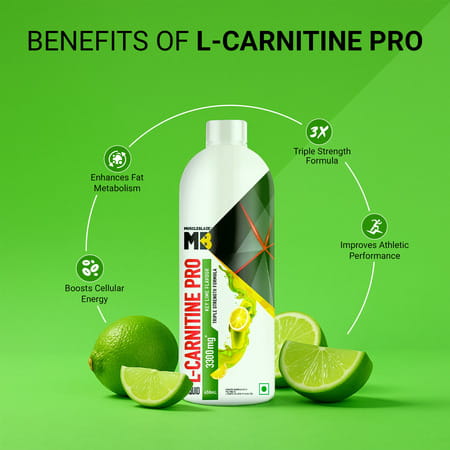 Muscleblaze Liquid L - Carnitine Pro (Key Lime | 450Ml) | 3300Mg L - Carnitine |Triple Strength
