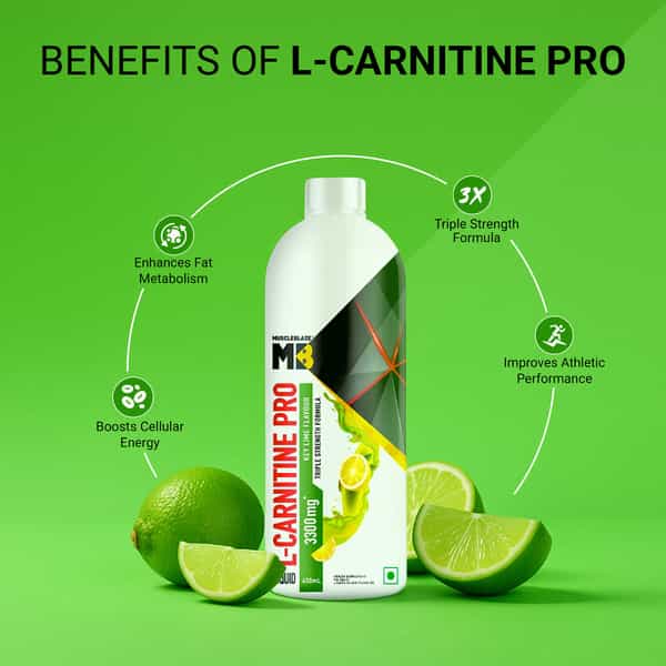 Muscleblaze Liquid L - Carnitine Pro (Key Lime | 450Ml) | 3300Mg L - Carnitine |Triple Strength