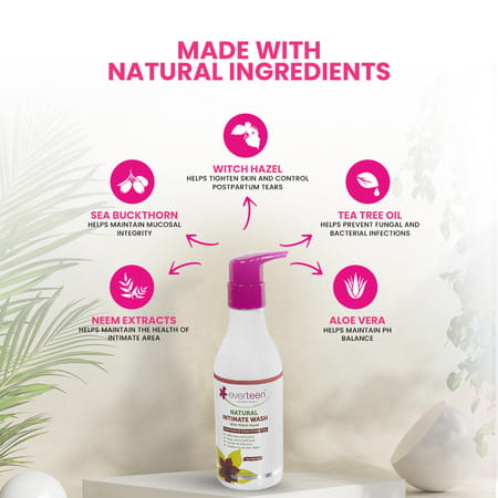 Everteen Witch Hazel Natural Intimate Wash For Intimate Hygiene In Moms 4 Packs (210ml Each)