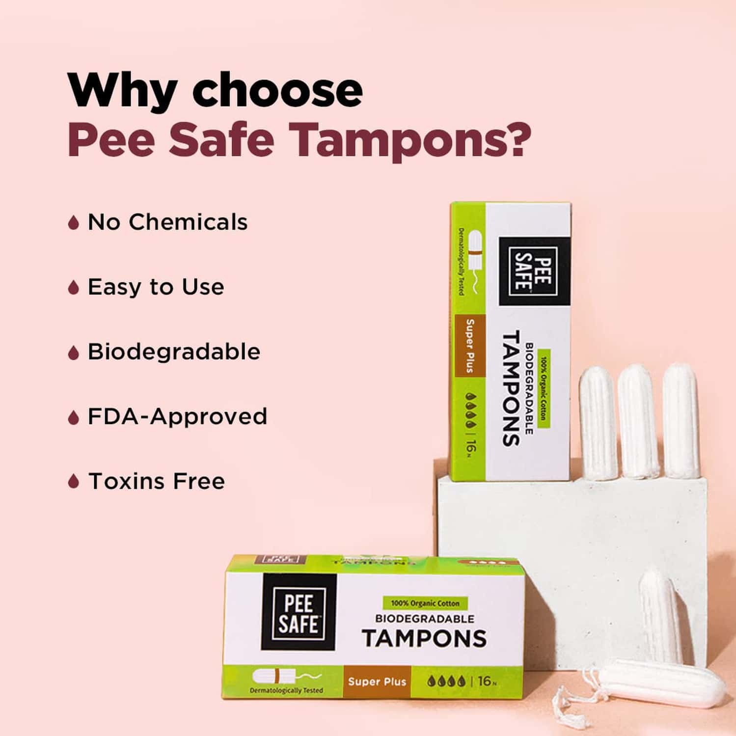 Buy PEESAFE PEE SAFE ORGANIC COTTON TAMPON (SUPER PLUS) Online & Get