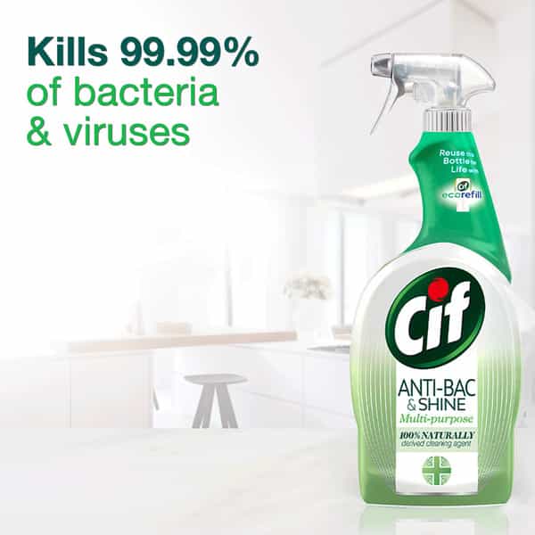 Cif Antibacterial & Shine Multipurpose Spray Kills 99.9% Germs Without Bleach 700Ml