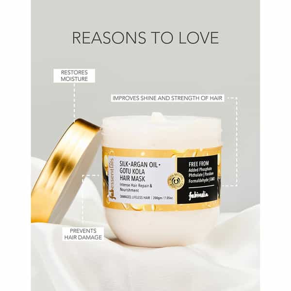 Buy FABESSENTIALS SILK ARGAN OIL GOTU KOLA HAIR MASK 200 GM Online & Get Upto 60 OFF at PharmEasy Buy FABESSENTIALS SILK ARGAN OIL GOTU KOLA HAIR MASK 200 GM Online & Get Upto 60 OFF at PharmEasy