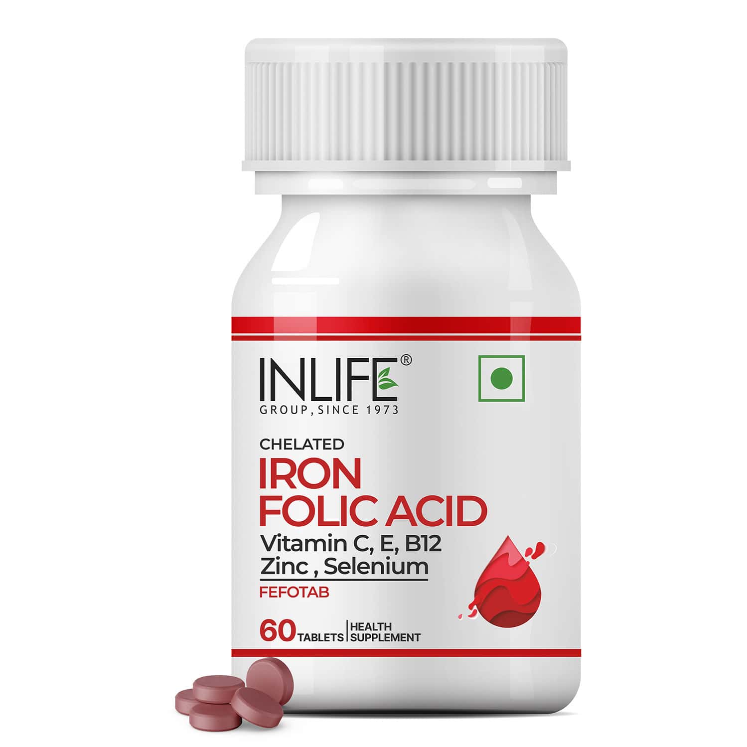 Inlife Iron Folic Acid Supplement (60 Tablets)