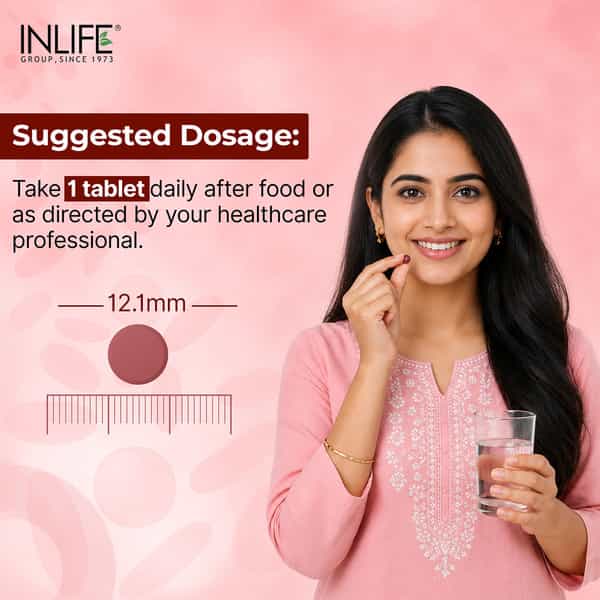 Inlife Chelated Iron With Folic Acid & B12 For Hemoglobin - 60 Tablets