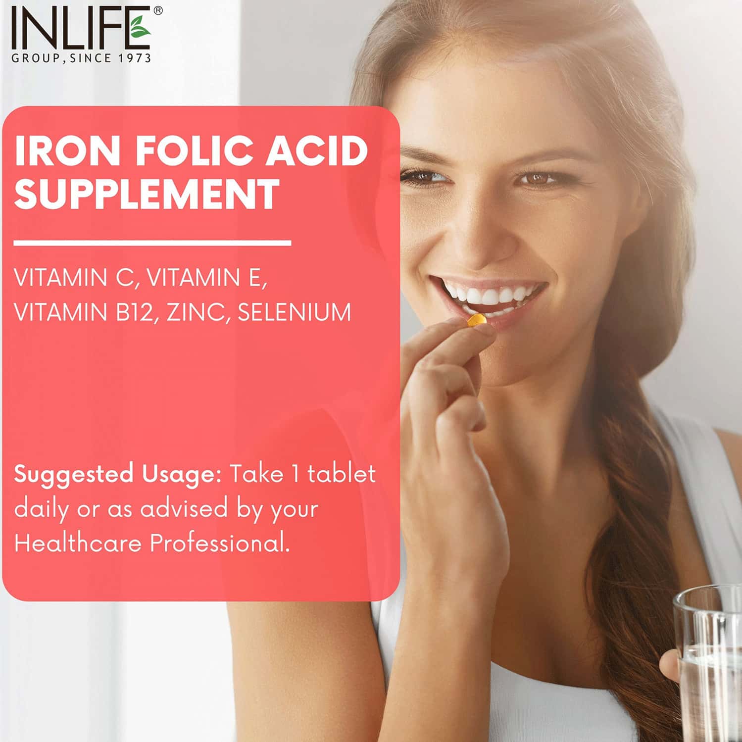 Buy INLIFE IRON FOLIC ACID SUPPLEMENT (60 TABLETS) Online & Get Upto 60