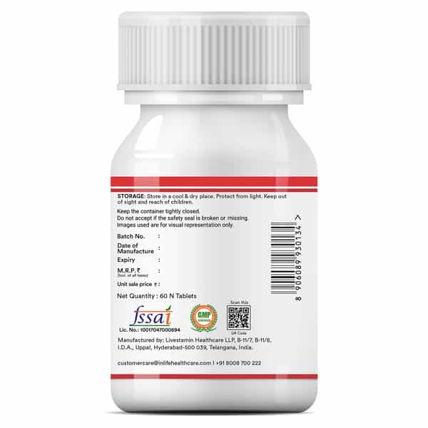 Inlife Chelated Iron With Folic Acid & B12 For Hemoglobin - 60 Tablets