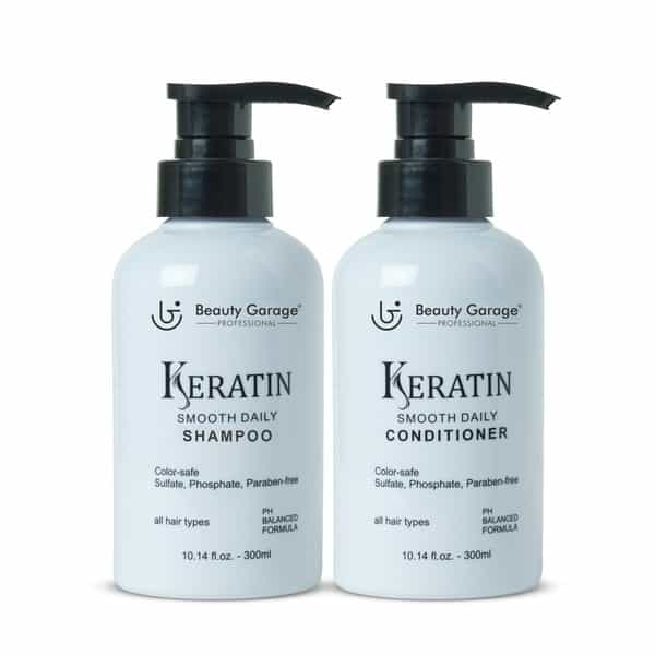 Beauty Garage Professional Keratin Smooth Daily Shampoo 300Ml With Keratin Smooth Conditioner 300Ml