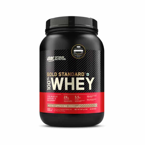 Optimum Nutrition (On) Gold Standard 100% Whey Protein Mocha Cappuccino Flavour Jar Of 907Gm Powder