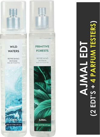 Ajmal Wild Waters & Primitive Forests Edt Pack Of 2 Each 250ml (Total 500ml) For Unisex