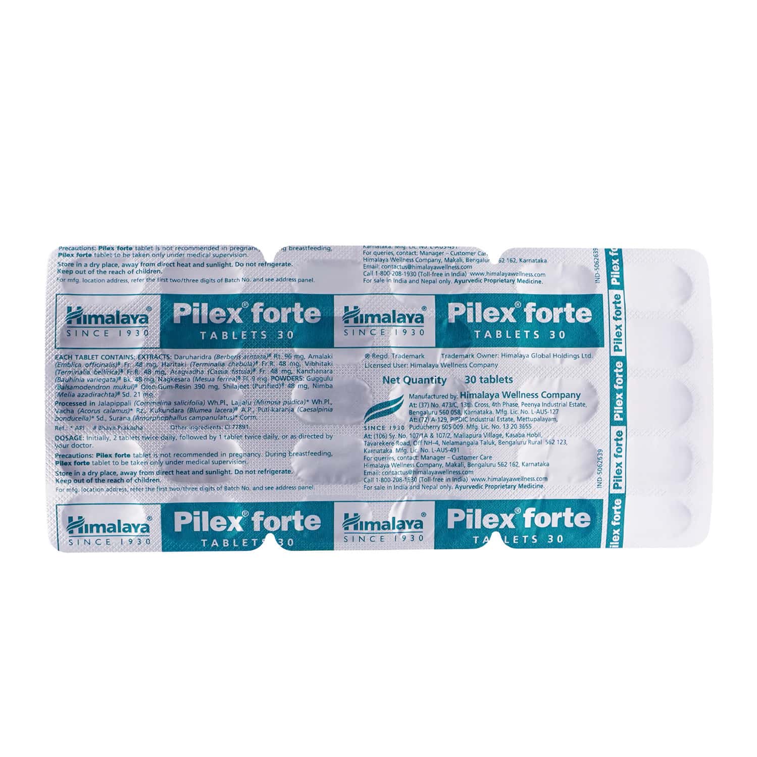 HIMALAYA PILEX FORTE STRIP OF 30 TABLETS
