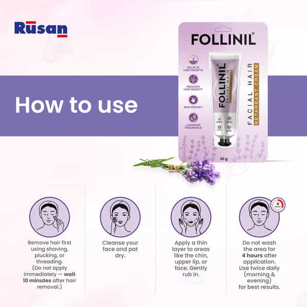 Rusan Follinil Facial Hair Retardant Cream - 30G