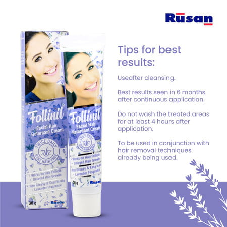 Rusan Follinil Facial Hair Retardant Cream - 30g