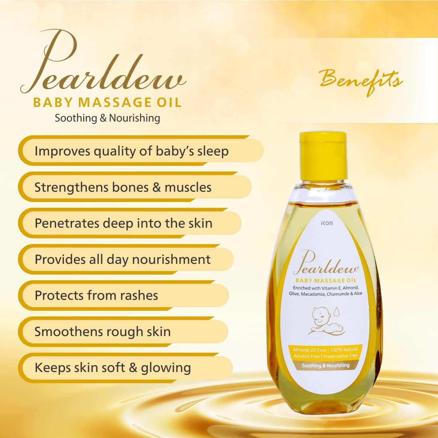 Buy PEARLDEW BABY MASSAGE OIL 100 ML WITH ALMOND OIL, ALOE & MUSTARD