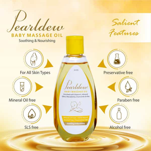 Pearldew Baby Massage Oil 100 Ml | With Almond Oil | Aloe & Mustard Oil (Pack Of 2)