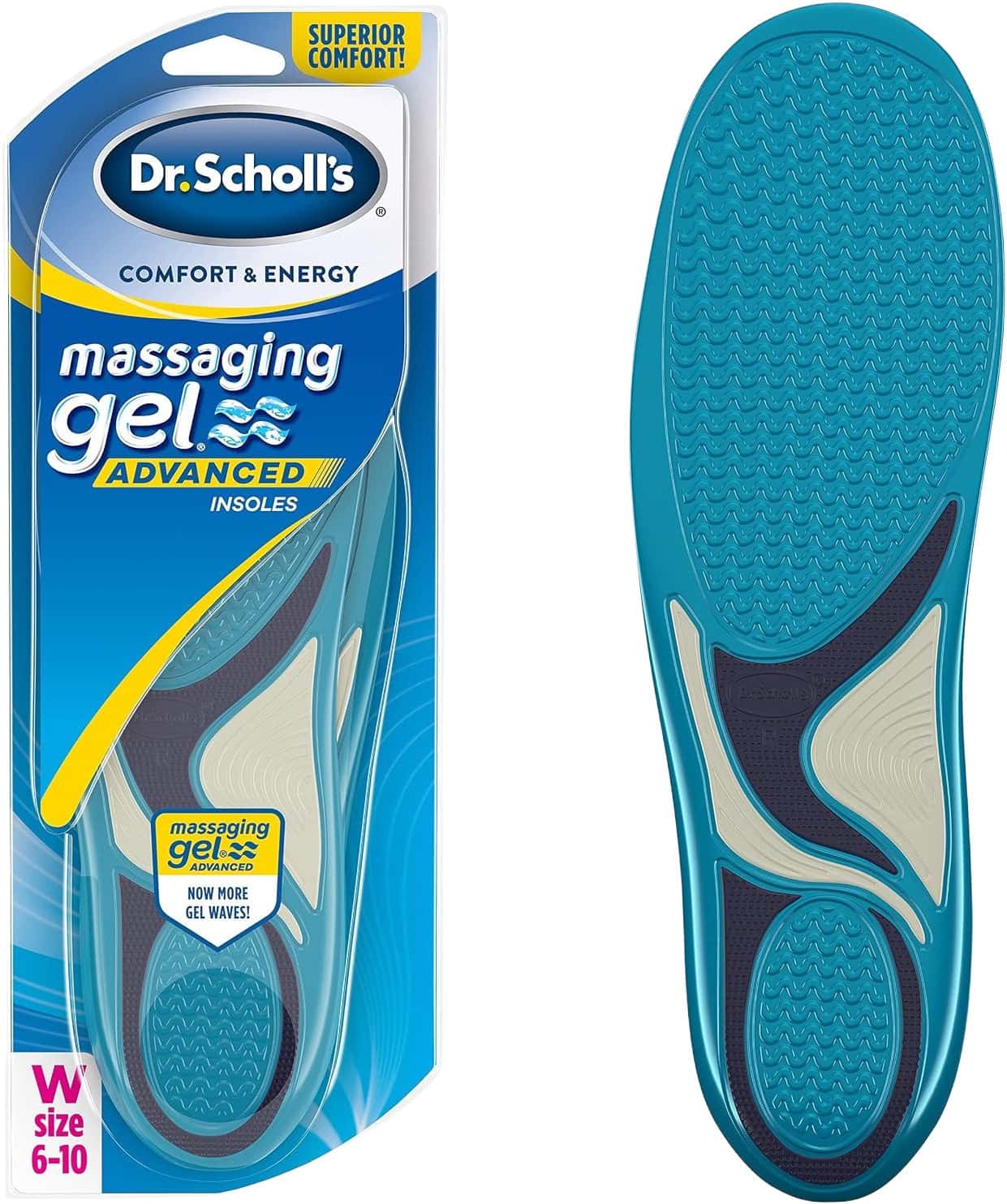 Dr. Scholl Comfort & Energy Massaging Gel Advanced Insoles Women Size 6-10