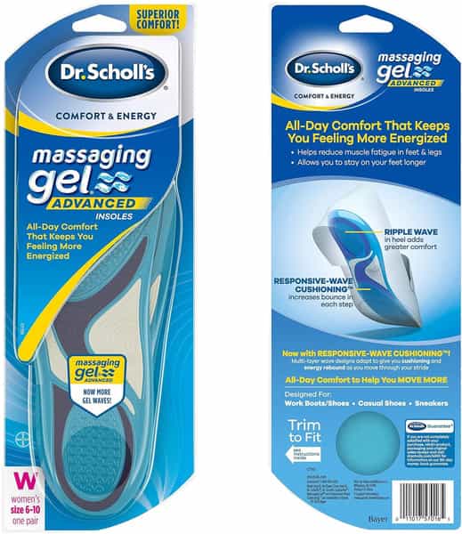 Dr. Scholl Comfort & Energy Massaging Gel Advanced Insoles Women Size 6-10