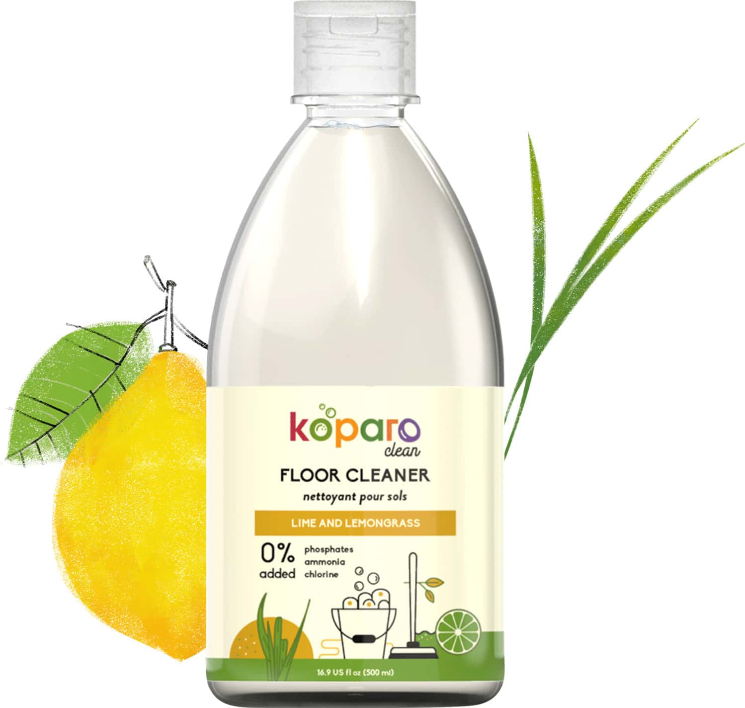 Koparo Floor Cleaner Infused With Teatree Oil - Lime & Lemon Grass, Baby Safe & Pet-Friendly -500 Ml